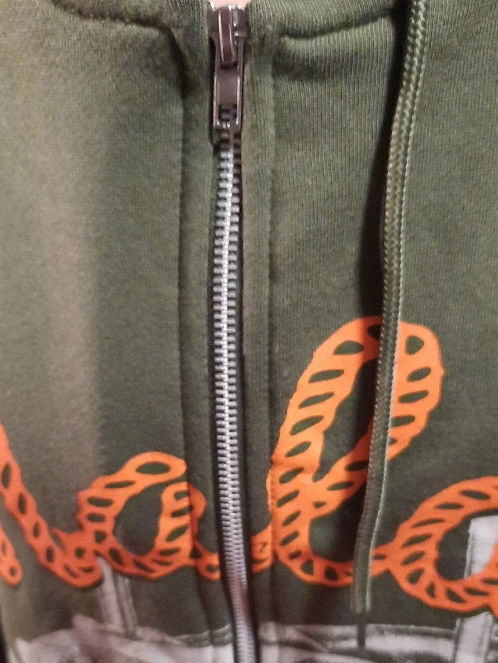 Post Malone Olive Green Graphic Zip Hoodie Jacket